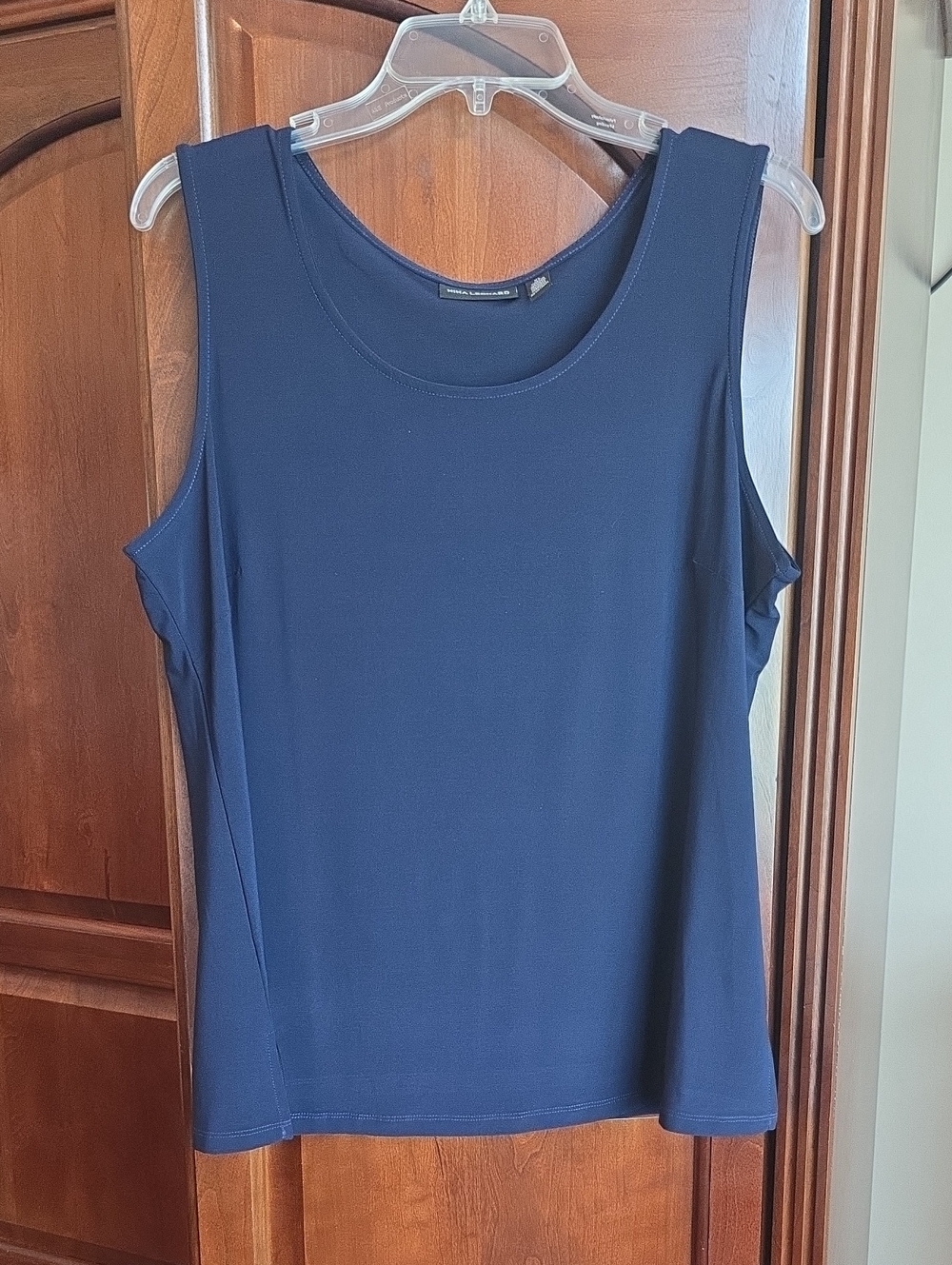 Nina Leonard Navy Blue Sleeveless Tank Top